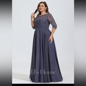 Size 16 full length gown. Fitted for 5’4” -  1 1/2 inch heel. Color:  stormy.